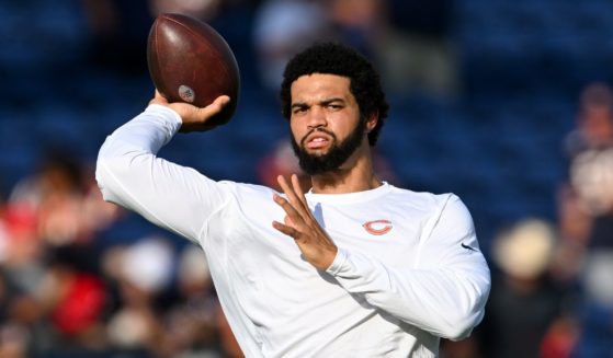 Chicago Bears quarterback Caleb Williams warms up prior to the 2024 Pro Football Hall of Fame Game against the Houston Texans in Canton, Ohio, on Aug. 1.