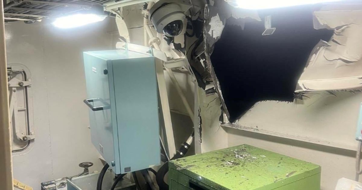 This picture shows the damage sustained by the MRRV-4410 in the auxiliary room on the port side near the port auxiliary engine by a Chinese Coast Guard.