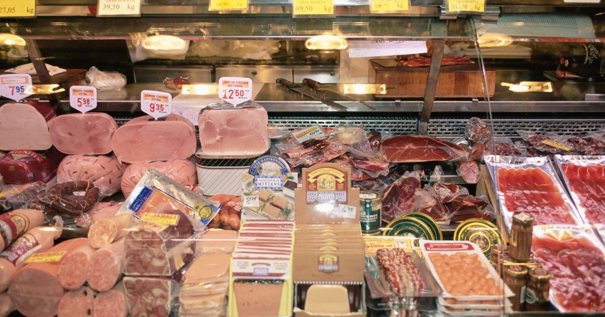 This stock image shows a deli meat counter.