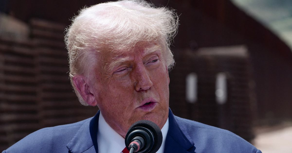 Former President Donald Trump speaks about immigration and border security near Coronado National Memorial in Montezuma Pass, Arizona, on Aug. 22.