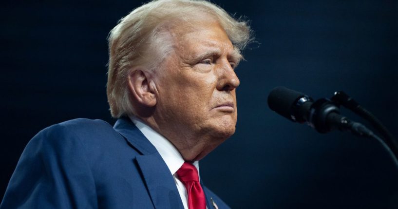 Former President Donald Trump speaks during a campaign rally at Desert Diamond Arena in Glendale, Arizona, on Friday.