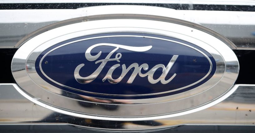 The Ford company logo is pictured at a Ford dealership in Littleton, Colorado, on Oct. 20, 2019.