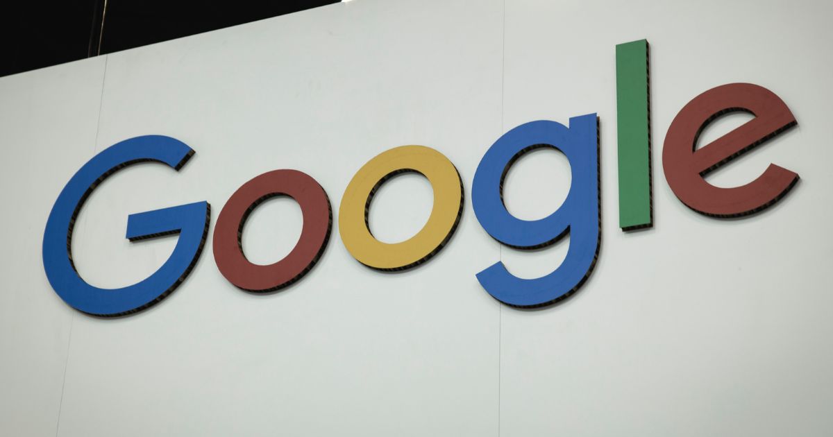 A logo sits illuminated outside the Google booth at ISE 2024 in Barcelona, Spain, on Jan. 30.