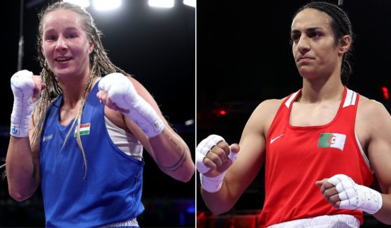 Anna Luca Hamori of Team Hungary, left, has said she's not afraid to fight controversial boxer Imane Khelif of Team Algeria, right, Saturday at the Paris Olympics.