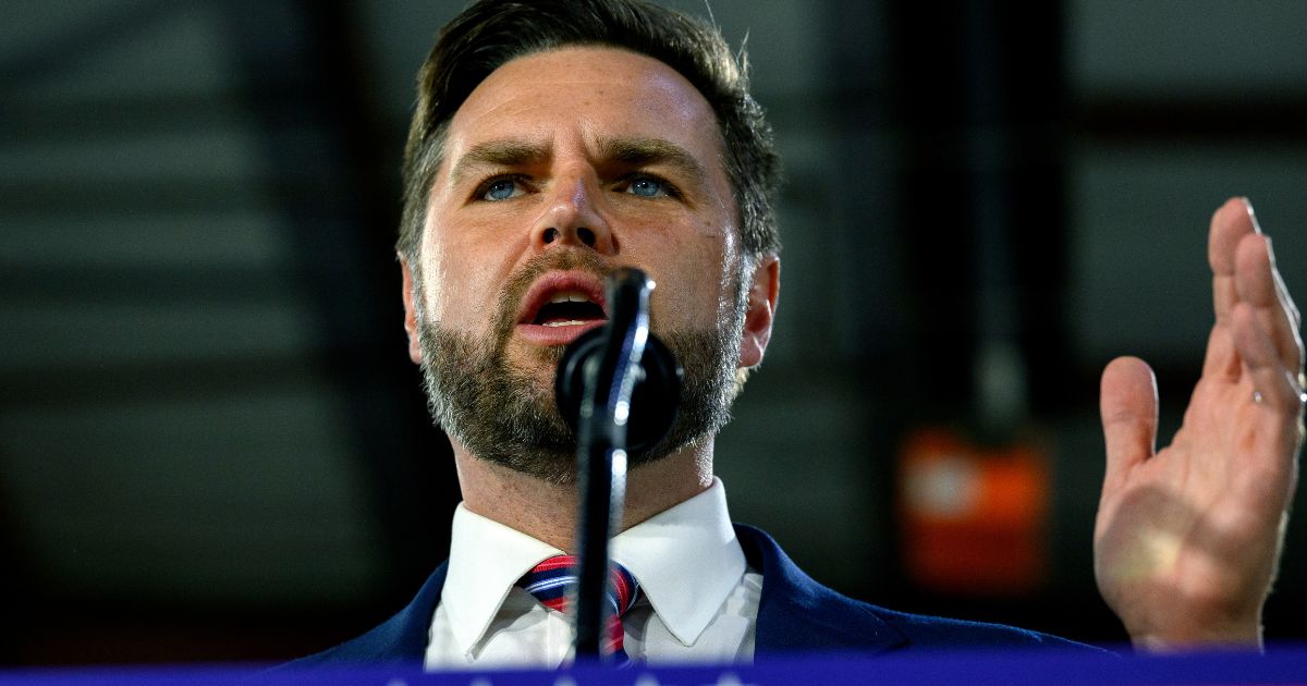 Republican vice presidential candidate J.D. Vance speaks at a rally at trucking company, Team Hardinger in Erie, Pennsylvania, on Wednesday.