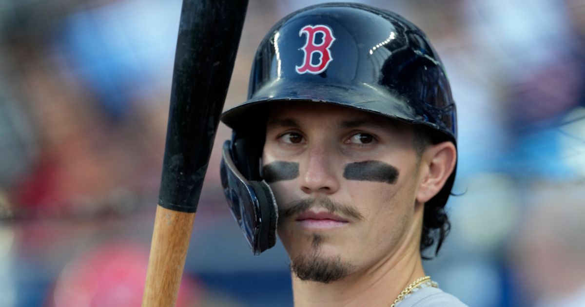 Jarren Duran of the Boston Red Sox prepares to bat against the Kansas City Royal in Kansas City, Missouri, on Aug. 5.