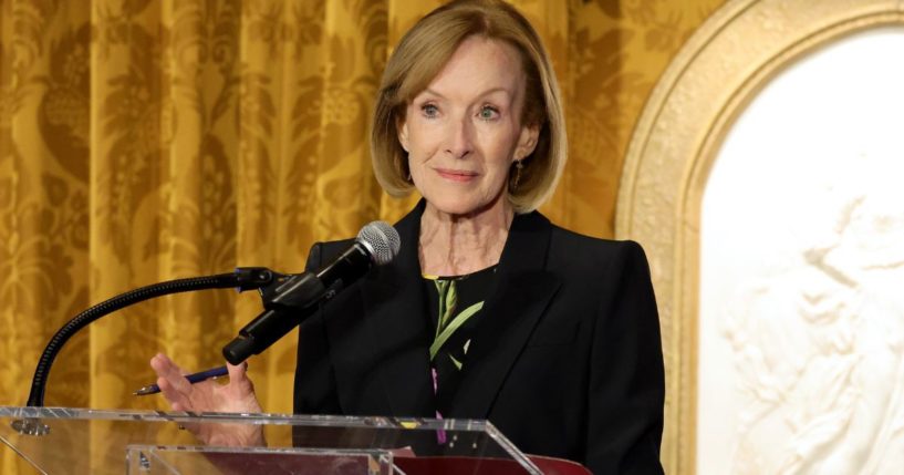 Judy Woodruff speaks onstage during the IWMF Courage in Journalism Awards in Washington, D.C., on Oct. 23, 2023.