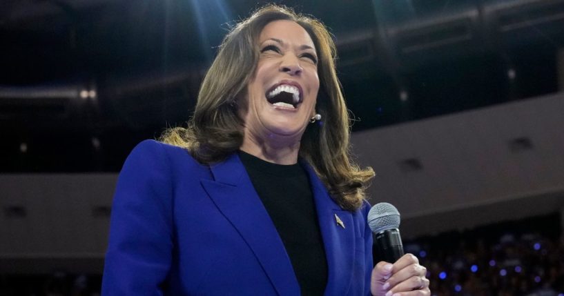 Vice President Kamala Harris speaks at the Fiserv Forum during a campaign rally in Milwaukee, Wisconsin, on Tuesday.