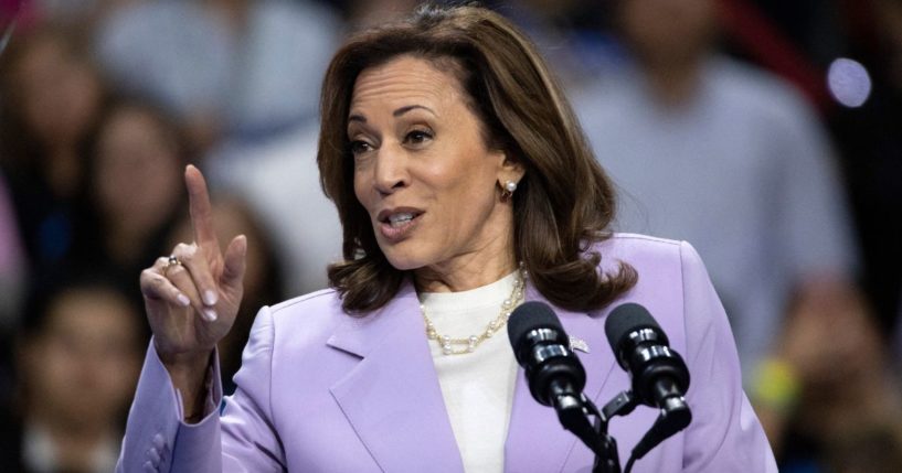 Vice President Kamala Harris speaks during a campaign rally in Las Vegas, Nevada, on Saturday.