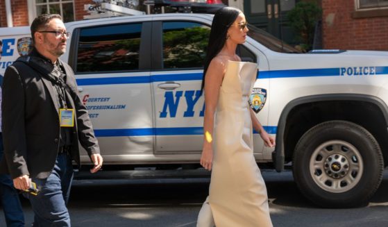 Katy Perry, right, arrives at the Stonewall Inn in New York City on June 28.