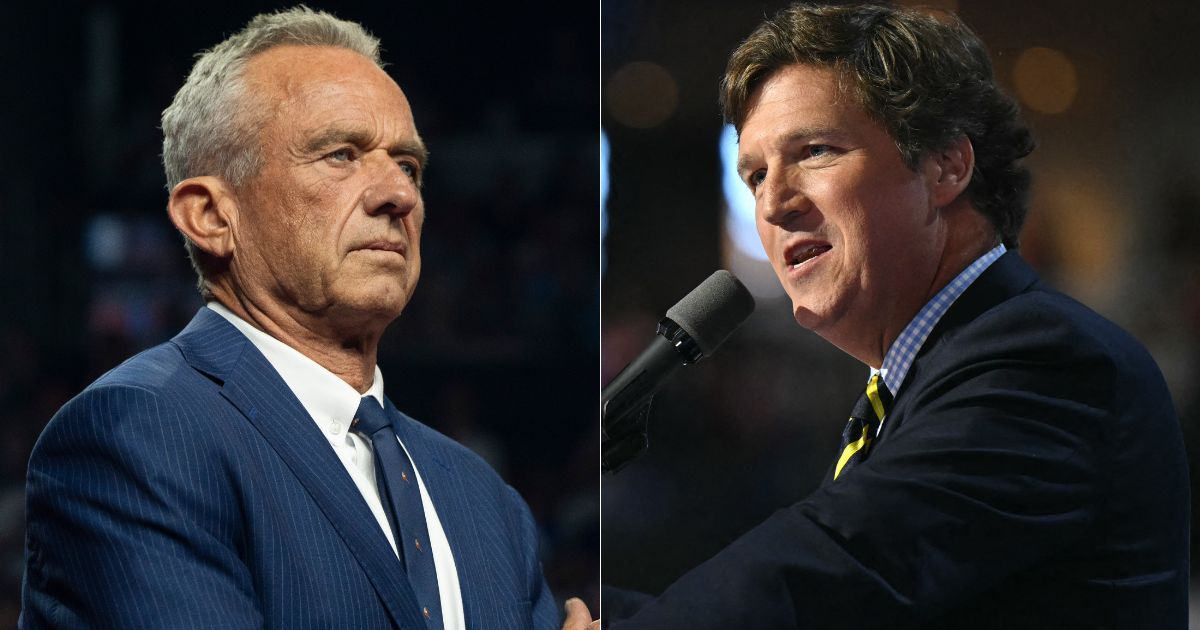 In an interview with Tucker Carlson, right, Robert Kennedy Jr., left, explained why former President Trump didn't release the JFK Files during his time in office.