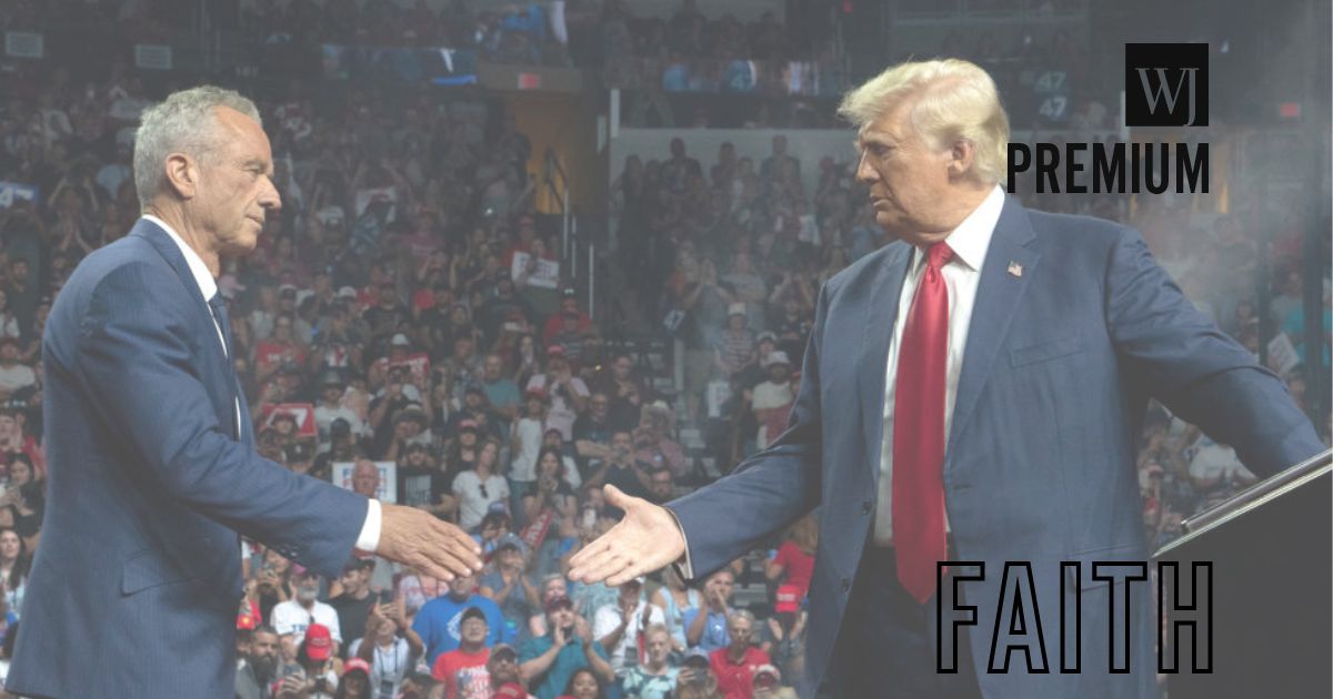 Former Democratic presidential candidate Robert F. Kennedy Jr. and the Republican presidential nominee, former President Donald Trump, shake hands during a campaign rally Aug. 23 in Glendale, Arizona. Kennedy's announcement that he was suspending his presidential campaign and supporting Trump appears to have been foretold in a 2009 prophecy.