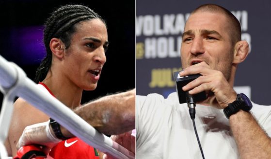 On Thursday, UFC fighter Sean Strickland, right, took to X to give his opinion on controversial Algerian boxer Imane Khelif, left, in the Paris Olympics.