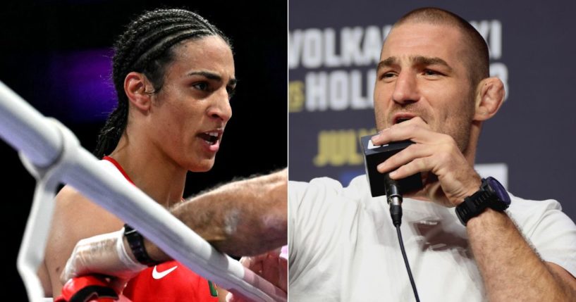 On Thursday, UFC fighter Sean Strickland, right, took to X to give his opinion on controversial Algerian boxer Imane Khelif, left, in the Paris Olympics.