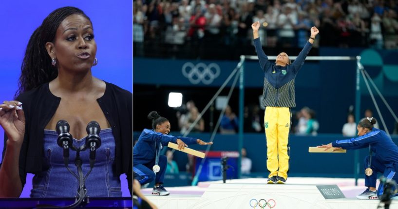 Former first lady Michelle Obama took to X to offer her opinion on an Olympic podium moment involving U.S. gymnasts Simone Biles and Jordan Chiles.