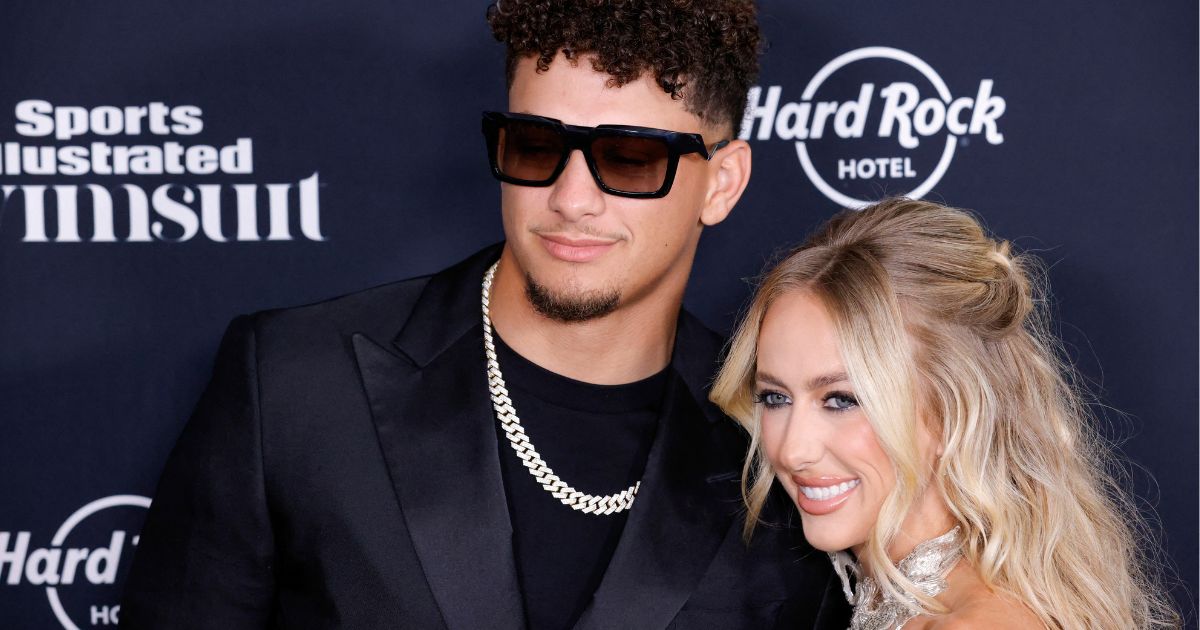 Patrick Mahomes, left, and Brittany Mahomes, right, attend Sport Illustrated swimsuit 2024 issue release and 60th anniversary red carpet in New York City, on May 16.