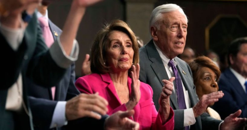 Former House Speaker Rep. Nancy Pelosi of California, left, and former House Majority Leader Rep. Steny Hoyer of Maryland stepped down from House Democratic leadership in 2022. Hoyer reportedly suffered a mild stroke Sunday.