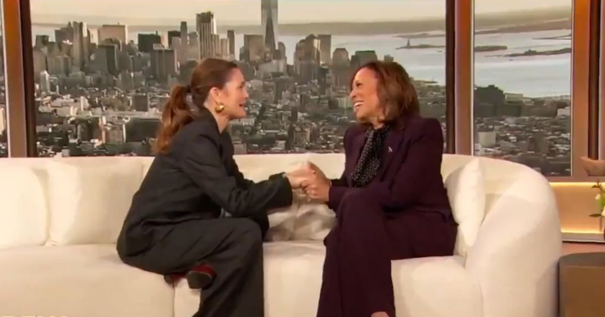 Vice President Kamala Harris and Drew Barrymore speaking on "The Drew Barrymore Show."