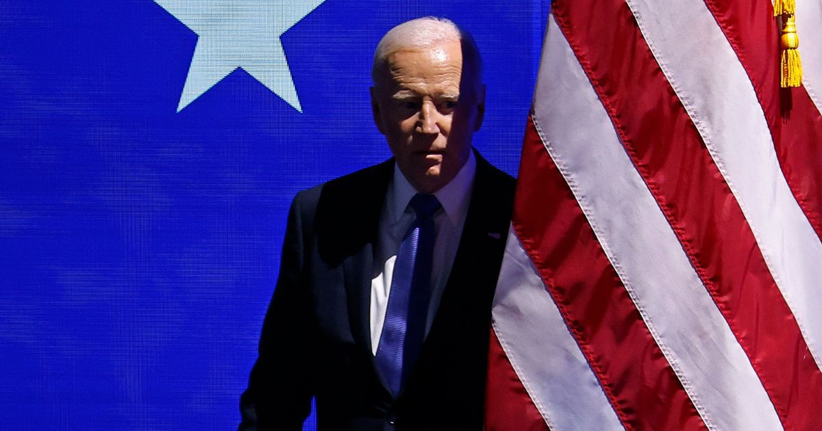 U.S. President Joe Biden steps on stage during the first day of the Democratic National Convention at the United Center on Monday in Chicago, Illinois. Delegates, politicians, and Democratic party supporters are in Chicago for the convention, concluding with current Vice President Kamala Harris accepting her party's presidential nomination. The DNC takes place from August 19-22.