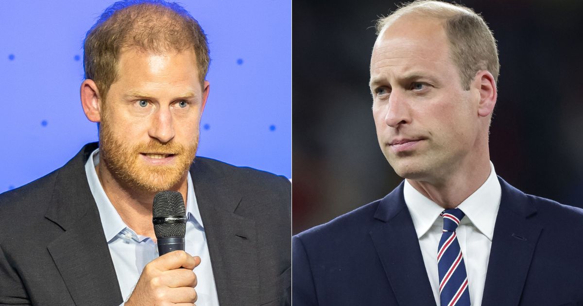 Prince Harry, left, and Prince William, right, attended a funeral for Lord Robert Fellowes, but neither one spoke to the other.