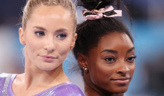 MyKayla Skinner and Simone Biles of Team United States pose for a photo during Women's Podium Training ahead of the Tokyo 2020 Olympic Games in Tokyo, Japan, on July 22, 2021.