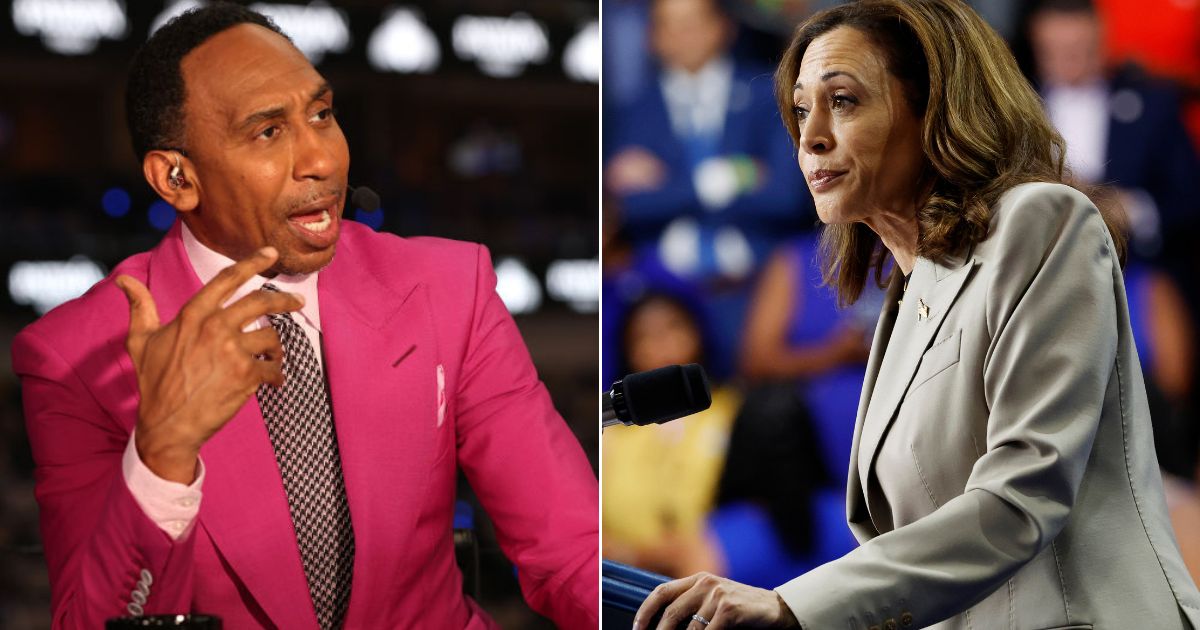 ESPN personality Stephen A. Smith, left, questioned why Vice President Kamala Harris, right, has gone more than three weeks without holding any kind of press conference "where somebody gets to question you about the questions that we ask.".