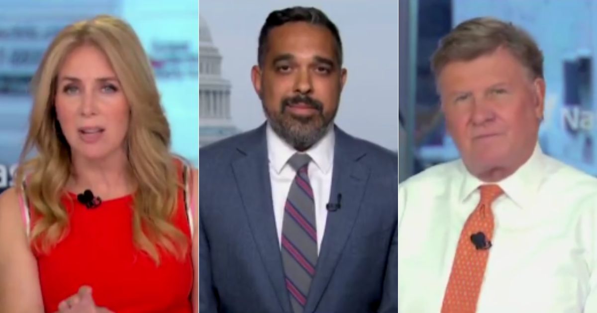 "Squawk Box" hosts Becky Quick, left, and Joe Kernan, right, did not allow Kamala Harris' economic advisor Bharat Ramamurti, center, to peddle lies about Harris' proposed tax hikes.