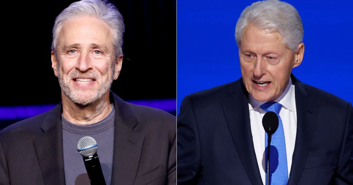 "The Daily Show" host Jon Stewart, left, took aim at the DNC last week and even insinuated that former President Bill Clinton, right, was a sexual predator.