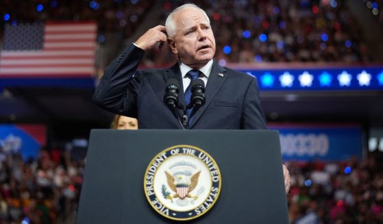 Democratic vice presidential candidate Minnesota Gov. Tim Walz speaks during a campaign rally in Philadelphia, Pennsylvania, on Tuesday.