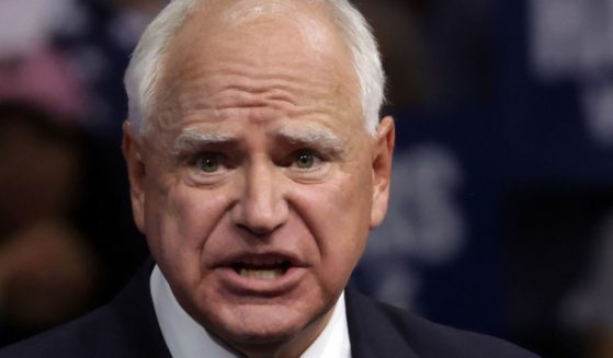 Minnesota Gov. Tim Walz speaks during a campaign rally with Vice President Kamala Harris in Philadelphia, Pennsylvania, on Tuesday.