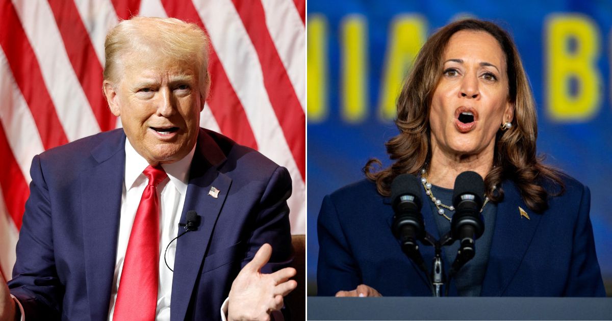 Conservative black influencers have defended statements made on July 31 by former President Donald Trump, left, that Vice President Kamala Harris ditched her longstanding identity as Indian for a more recent declaration that she is black.