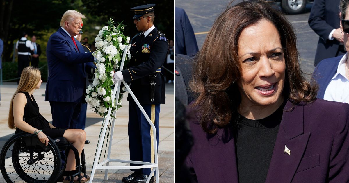 Om Tuesday, former President Donald Trump, left, marked the anniversary of the Abbey Gate terror attack by laying a wreath at Arlington National Cemetary, but Vice President Kamala Harris, right, marked the anniversary by defending the policies of the current administration.