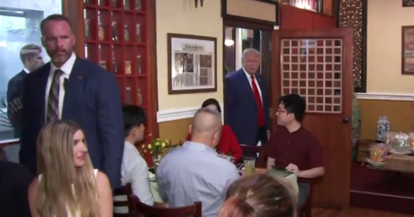 On Monday, former President Donald Trump visited Truong Tien Vietnamese Restaurant in Falls Church, Virginia, and was greeted with applause.