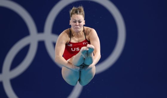 Alison Gibson of Team United States competes in the Women's 3 meter Springboard Preliminaries on day 12 of the 2024 Olympic Games Thursday in Paris.