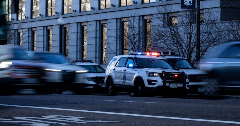 Police outside the Ralph L. Carr Colorado Judicial Center, home of the Colorado Supreme Court, on January 2, 2024 in Denver, Colorado. A man broke into the building early Tuesday morning, holding a guard at gunpoint and causing extensive damage to the judicial center before voluntarily surrendering to police.