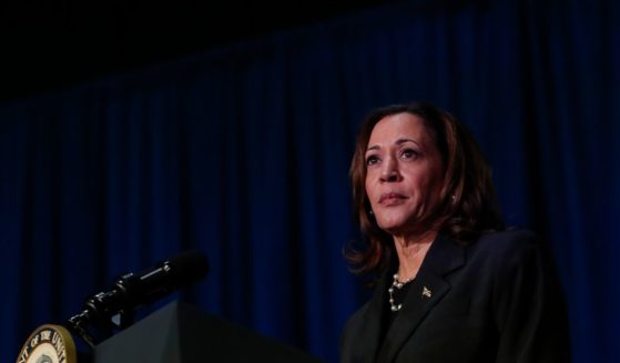 US Vice President Kamala Harris makes remarks before a moderated conversation with former Trump administration national security official Olivia Troye and former Republican voter Amanda Stratton on July 17, 2024 in Kalamazoo, Michigan. Harris' visit, following the attempted assassination of former President Trump, makes this her fourth trip to Michigan this year and seventh visit since taking office.