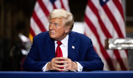 Republican Presidential nominee, former President Donald J. Trump remarks during a campaign event at Precision Custom Components on Monday in York, Pennsylvania. Coinciding with the start of the Democratic National Convention, Trump held the event in the key battleground state of Pennsylvania, a swing state in the 2024 Presidential election against Democratic presidential candidate U.S. Vice President Kamala Harris.