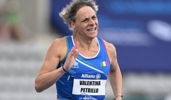 Valentina Petrillo of Italy competes in the Women's 400m T12 Final of the Para Athletics World Championships Paris 2023 in Paris, France, on July 13, 2023.