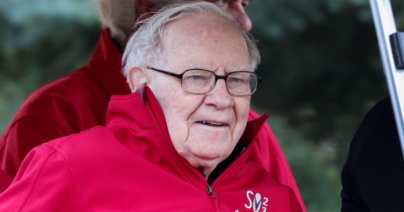 Warren Buffett, Chairman and CEO of Berkshire Hathaway, makes his way to a morning session at the Allen & Company Sun Valley Conference in Sun Valley, Idaho, on July 13, 2023.