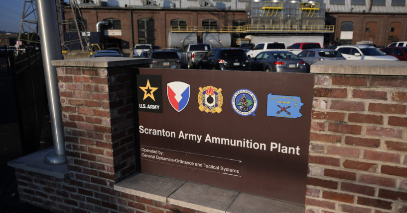 The Scranton Army Ammunition Plant is seen before a tour of the manufacturing process for 155 mm M795 artillery projectiles on Tuesday in Scranton, Pennsylvania.