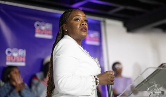 U.S. Rep. Cori Bush (D-MO) delivers her concession speech during a primary election watch party at Chevre Events on August 6, 2024 in St Louis, Missouri. Bush lost Tuesday's Democratic primary to St. Louis County Prosecutor Wesley Bell.