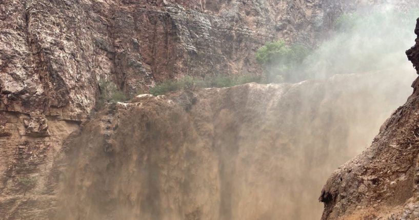 Grand Canyon seen with raging waters.