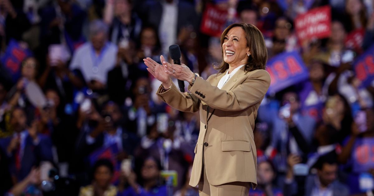 Democratic presidential candidate, U.S. Vice President Kamala Harris speaks onstage during the first day of the Democratic National Convention at the United Center on August 19, 2024 in Chicago, Illinois.