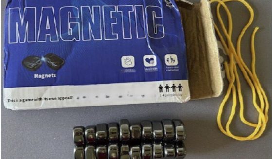 This photo provided by The U.S. Consumer Product and Safety Commission shows the front box of Magnetic Chess Game Sold by JOMO, that the U.S. Consumer Product and Safety Commission is warning consumers to immediately dispose of the magnetic game due to serious ingestion risks for children.