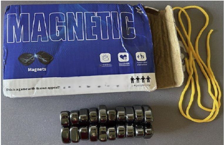 This photo provided by The U.S. Consumer Product and Safety Commission shows the front box of Magnetic Chess Game Sold by JOMO, that the U.S. Consumer Product and Safety Commission is warning consumers to immediately dispose of the magnetic game due to serious ingestion risks for children.