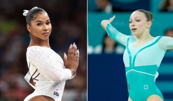 American gymnast Jordan Chiles, left; Romanian gymnast Ana Barbosu, right.