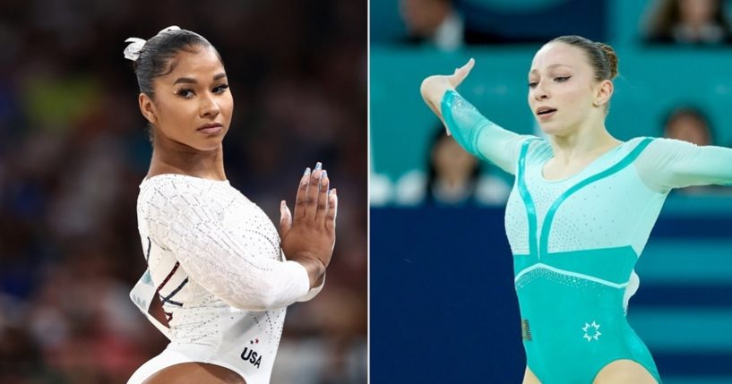 American gymnast Jordan Chiles, left; Romanian gymnast Ana Barbosu, right.