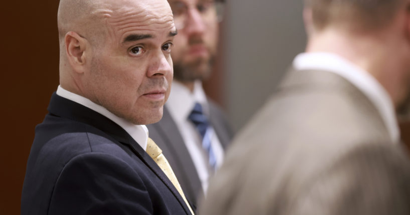 Robert Telles, left, listens to one of his attorneys Robert Draskovich during his murder trial at the Regional Justice Center in Las Vegas on Tuesday. Telles, a former Clark County public administrator, is charged in the murder of Las Vegas Review-Journal investigative journalist Jeff German.