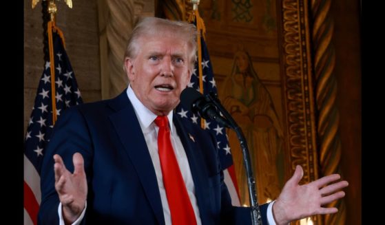 Republican presidential candidate former President Donald Trump speaks during a press conference at Mr. Trump's Mar-a-Lago estate on August 8, 2024, in Palm Beach, Florida.