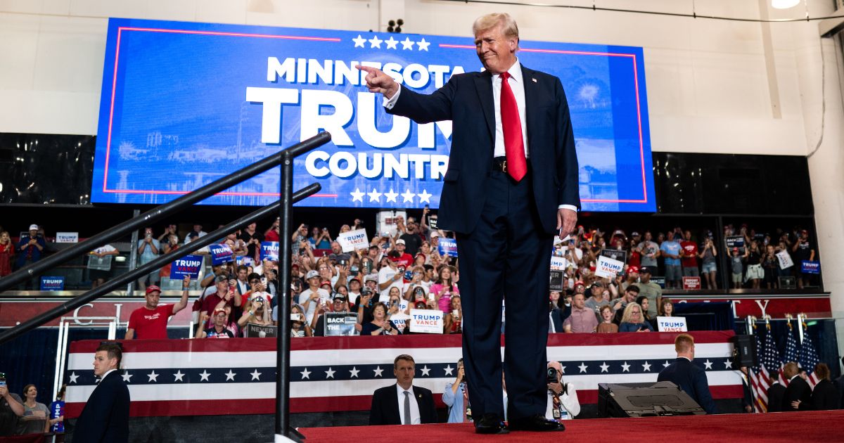 U.S. Republican Presidential nominee former President Donald Trump arrives to speak during a rally at Herb Brooks National Hockey Center on July 27, 2024 in St Cloud, Minnesota.